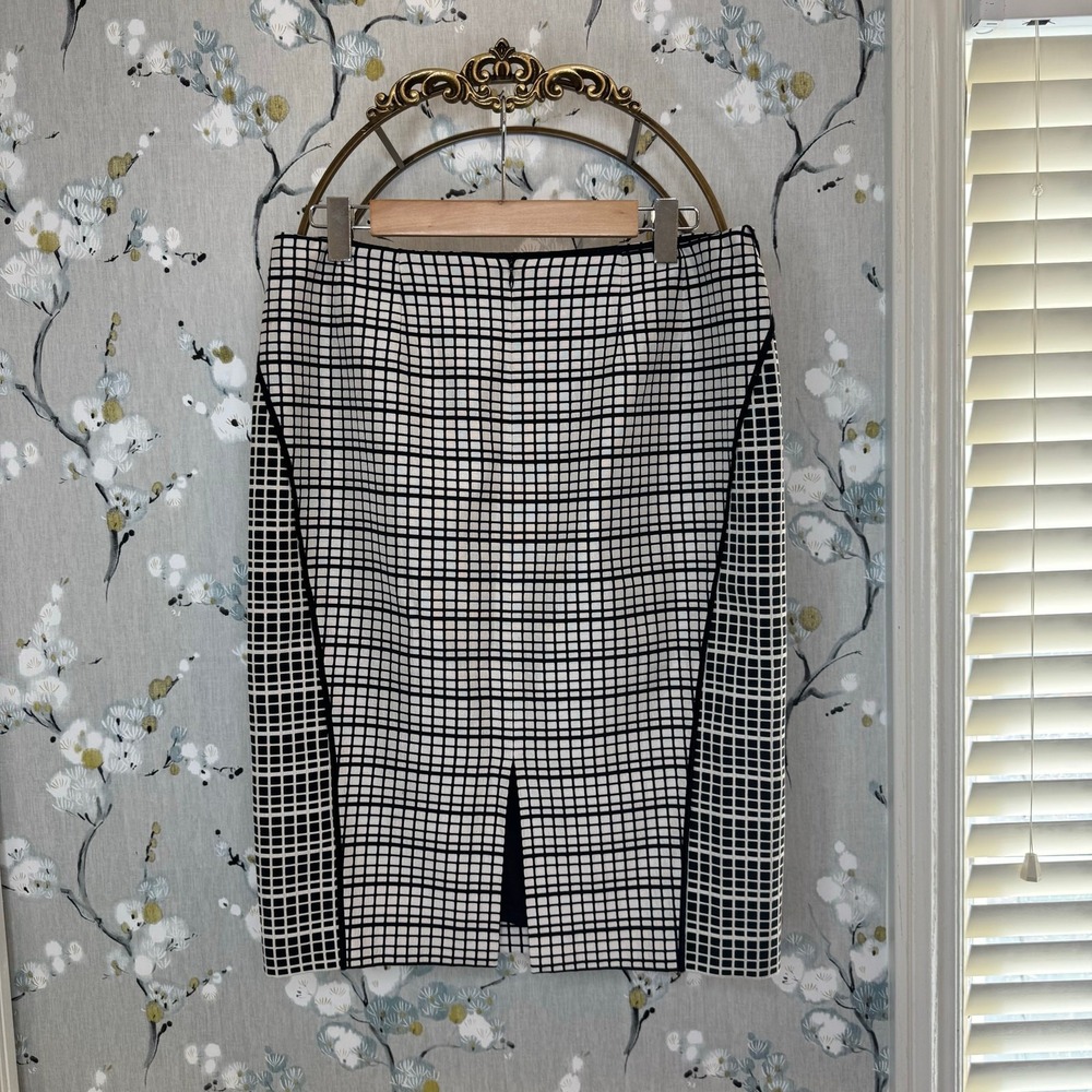 Lafayette 148 Black and White Pattern Pencil Skirt - Size 10 - Picture 3 of 6
